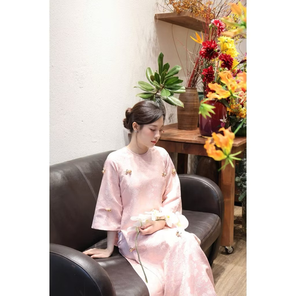 2874 Áo dài hồng size S