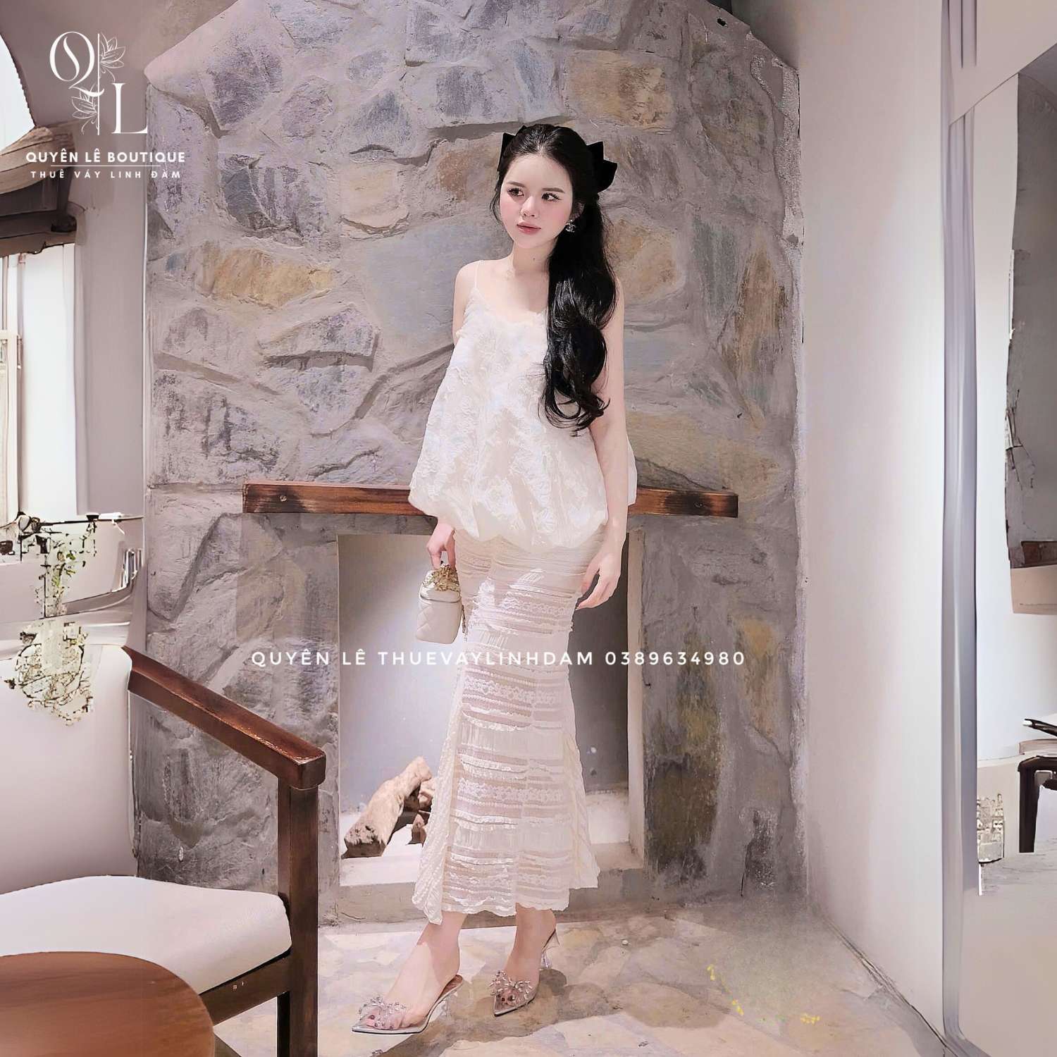 Set tiệc dài trắng