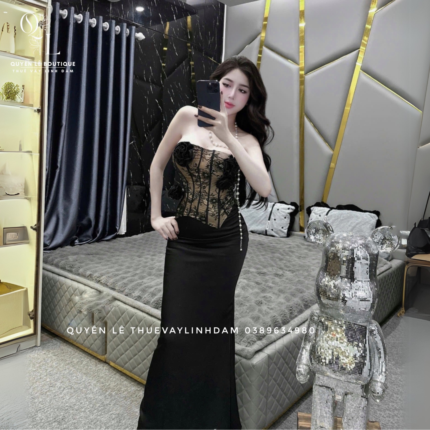 Tiệc dài đen cúp ngực