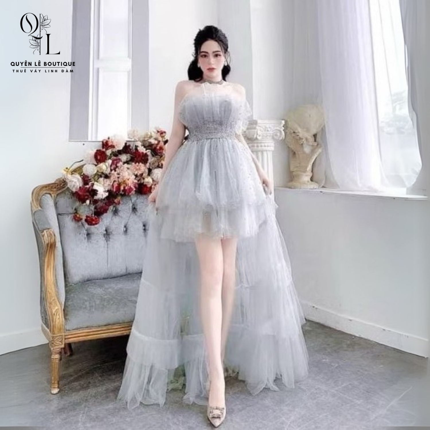 2088 cc Tiệc dài xám xanh