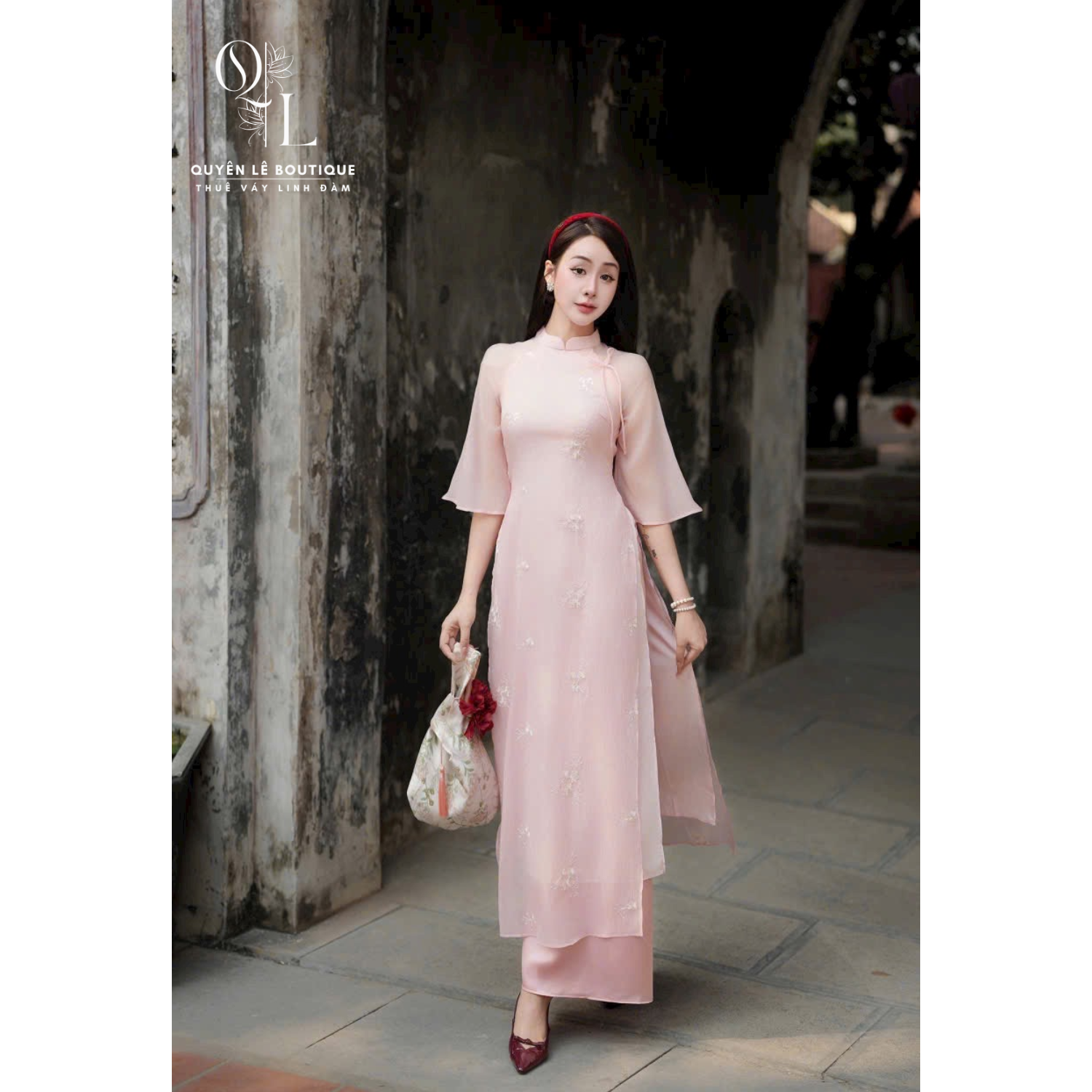 2719 Áo dài hồng
