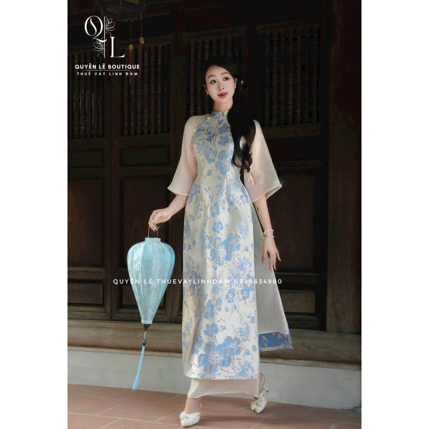 2703 Áo dài xanh gấm