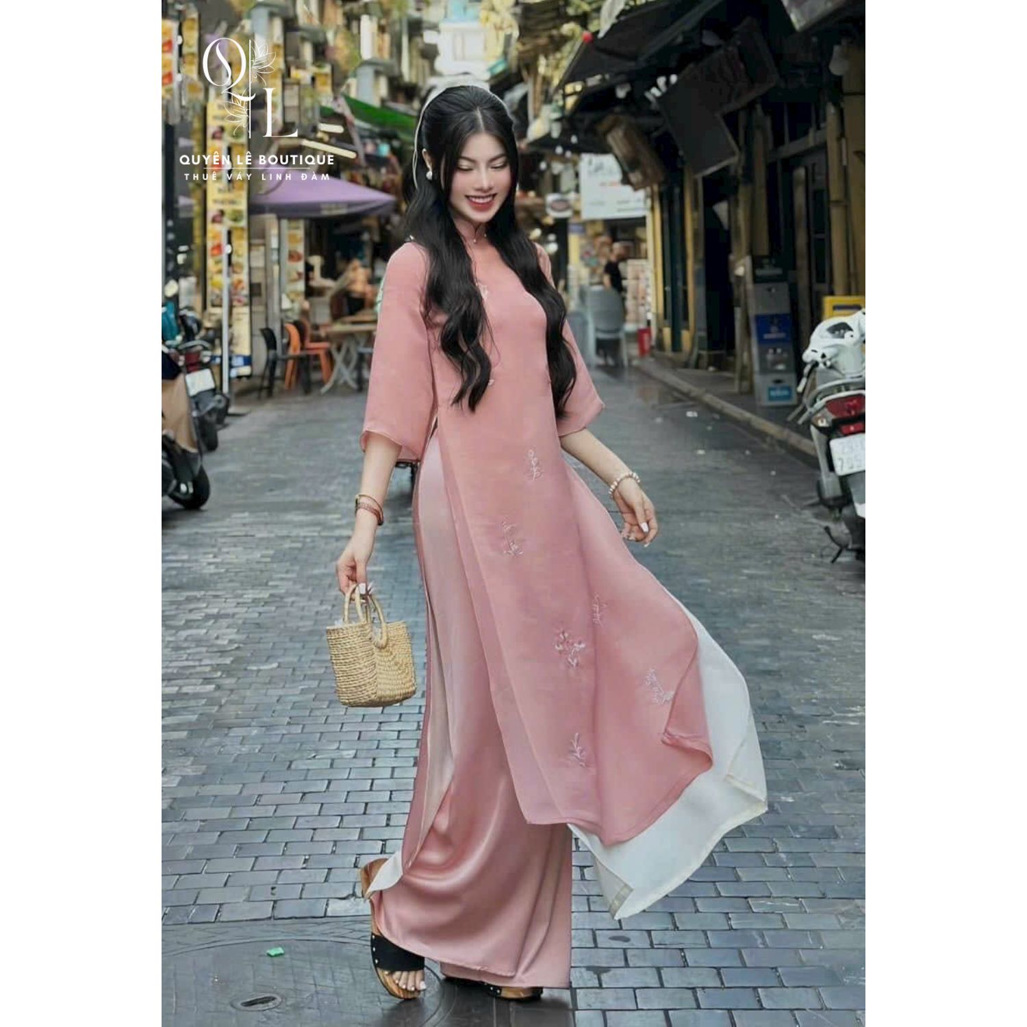 517 Áo dài hồng