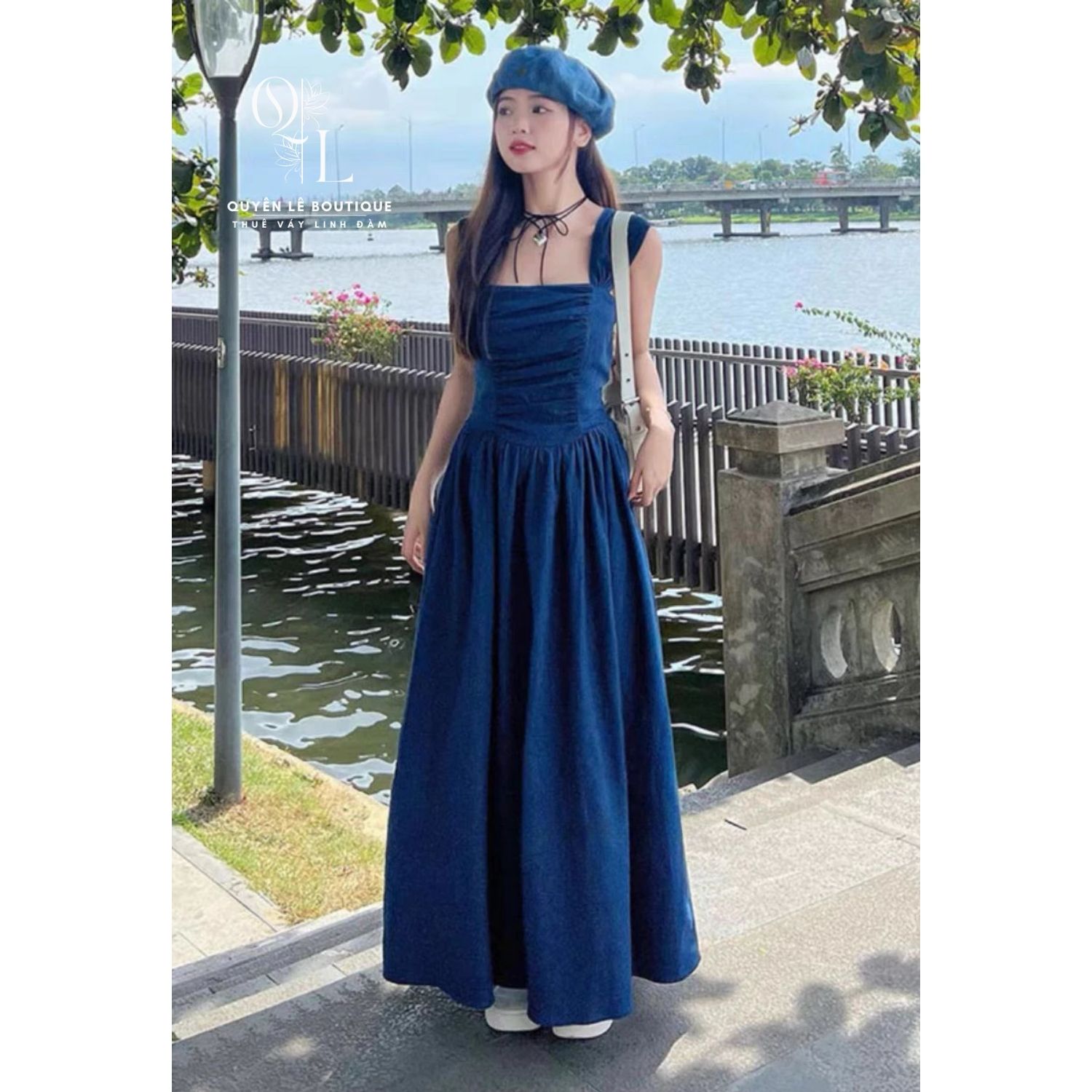 Set váy du lịch xanh