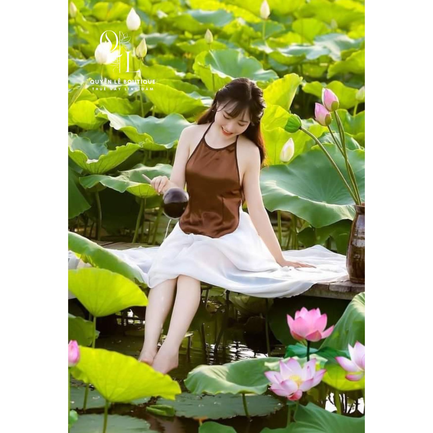 1733 set yếm nâu trắng