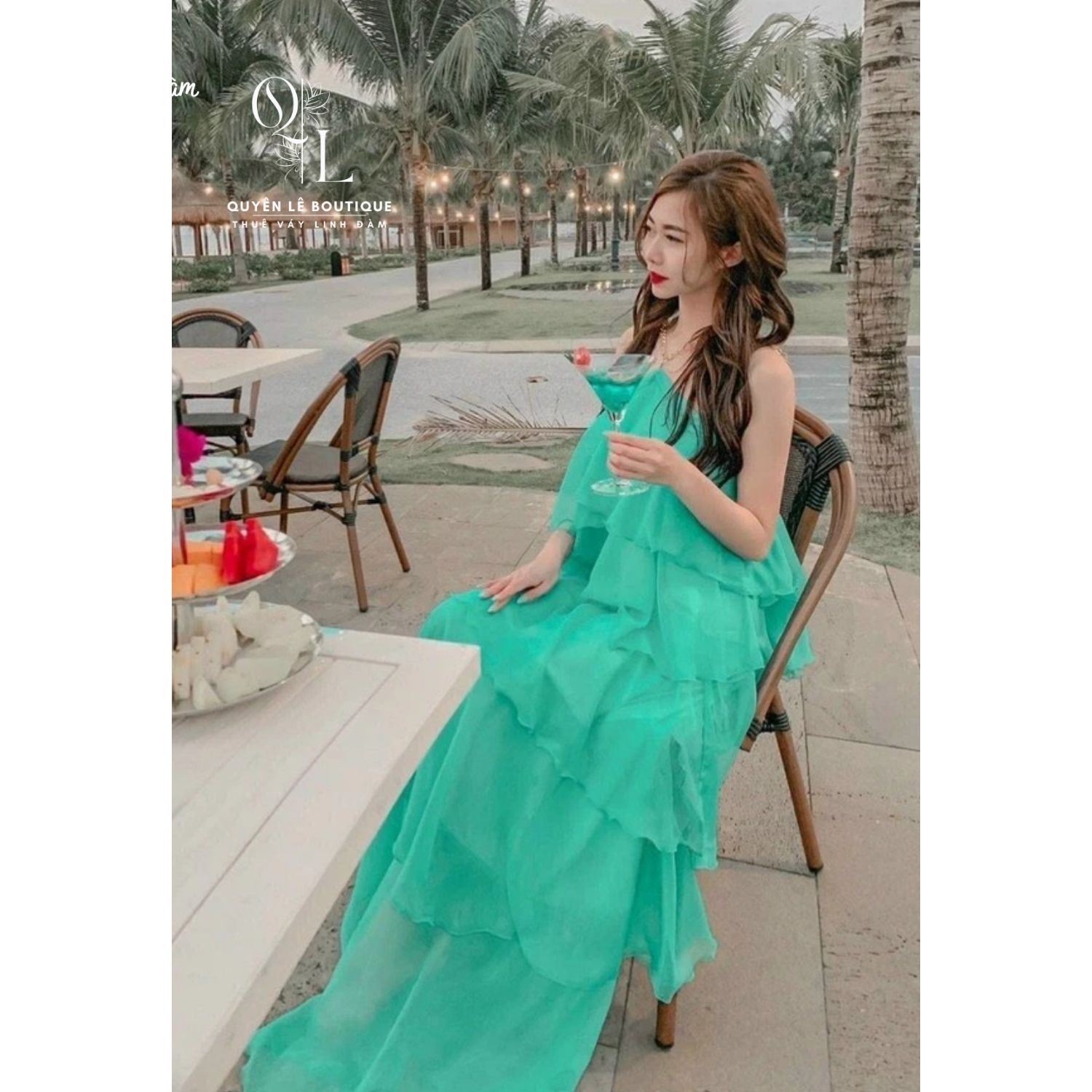 1001 Váy du lịch dài xanh yếm