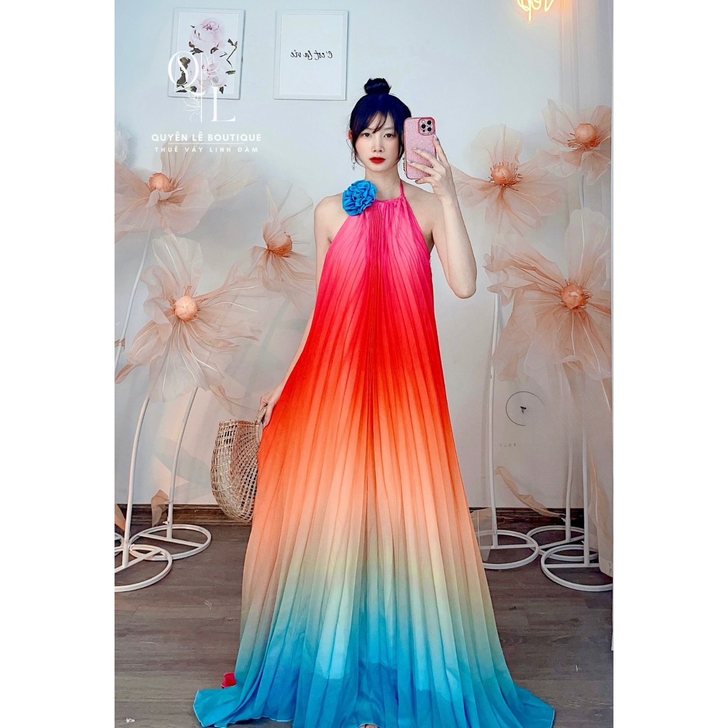 1026 Váy du lịch dài nhiều màu yếm