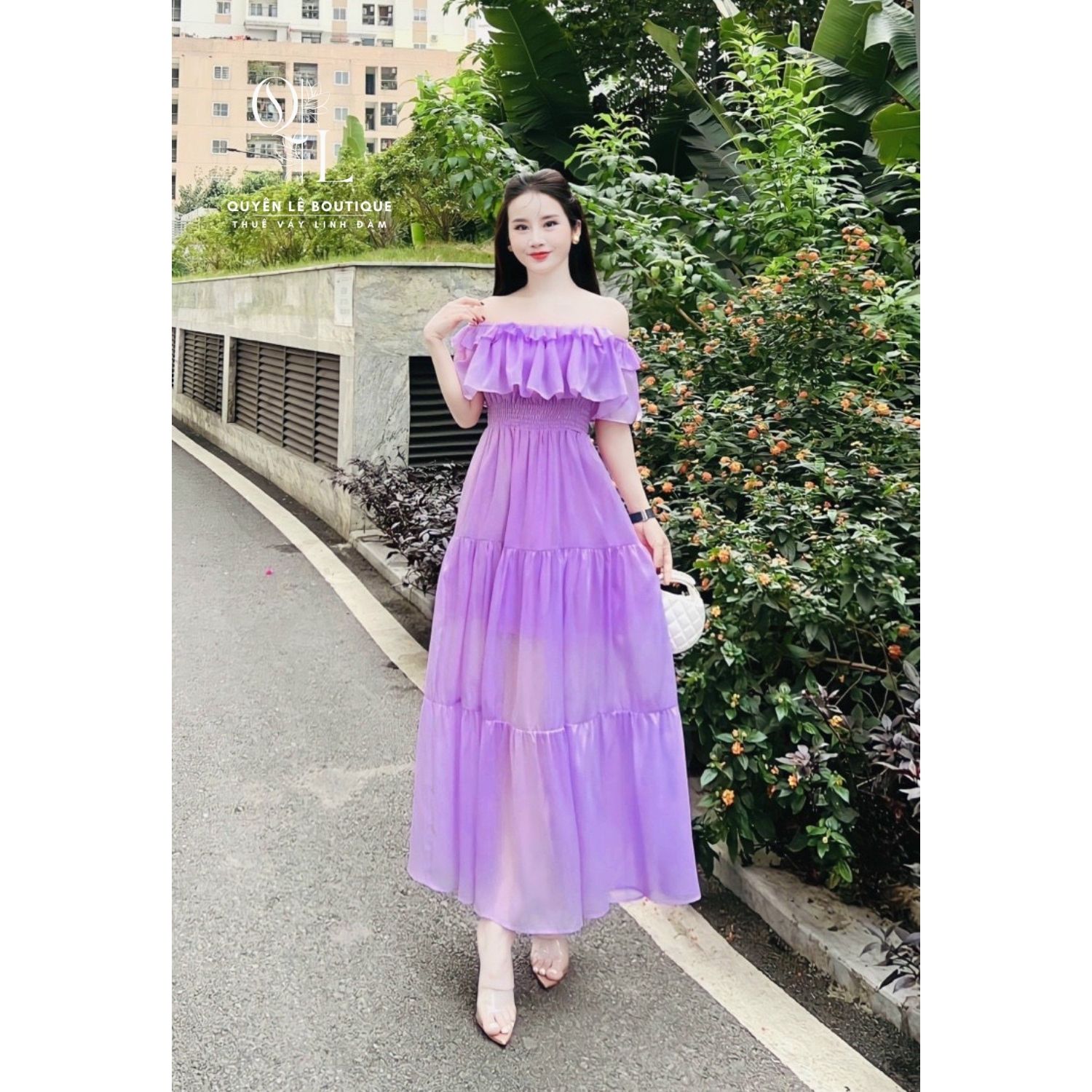 1073 Du lịch dài tím chun eo