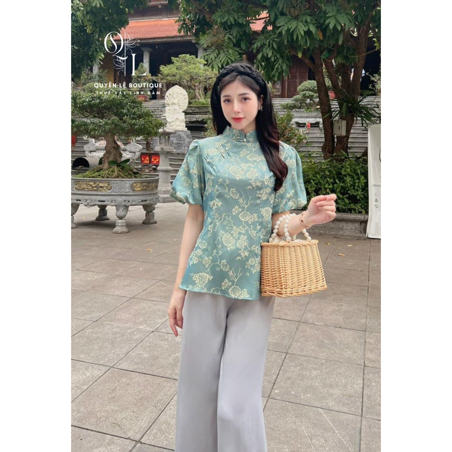Pháp phục xanh tay bồng