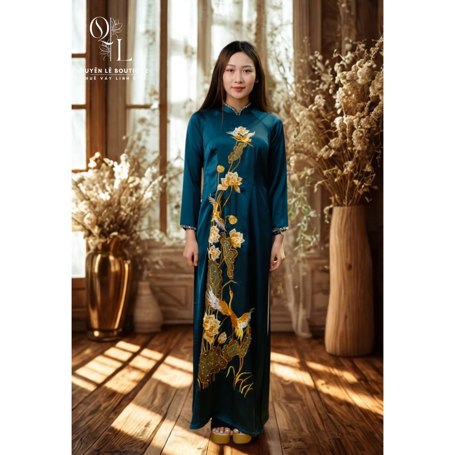 736 Áo dài mẹ xanh  size XXL