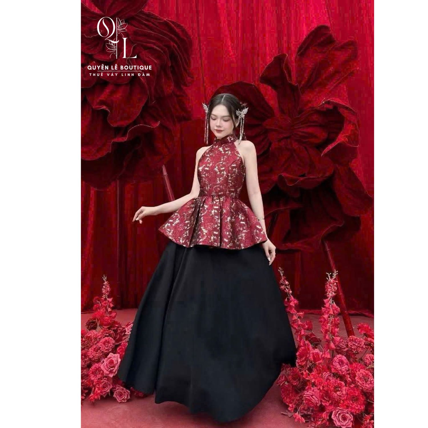 3784 set yếm đỏ đen
