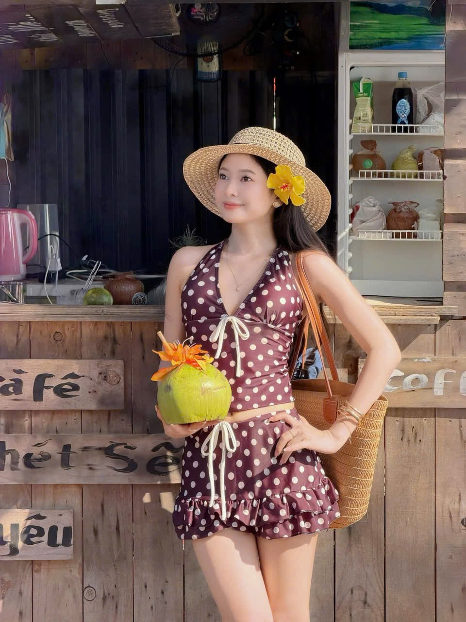 5416 bikini nâu chấm bi