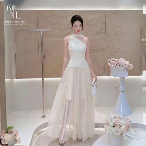 2547 Tiệc dài kem lệch vai
