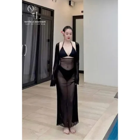 Set bikini đen dài