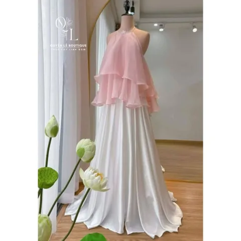 1727 set yếm hồng đen bóng