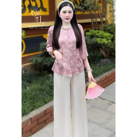 Pháp phục tím thêu hoa