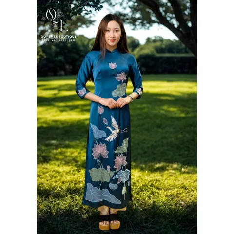 728 Áo dài mẹ xanh size XL