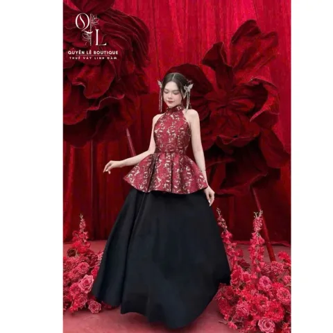 3784 set yếm đỏ đen